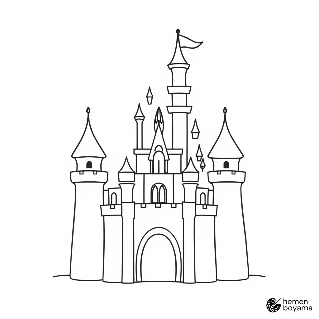 Disney Şatosu Boyama Sayfası