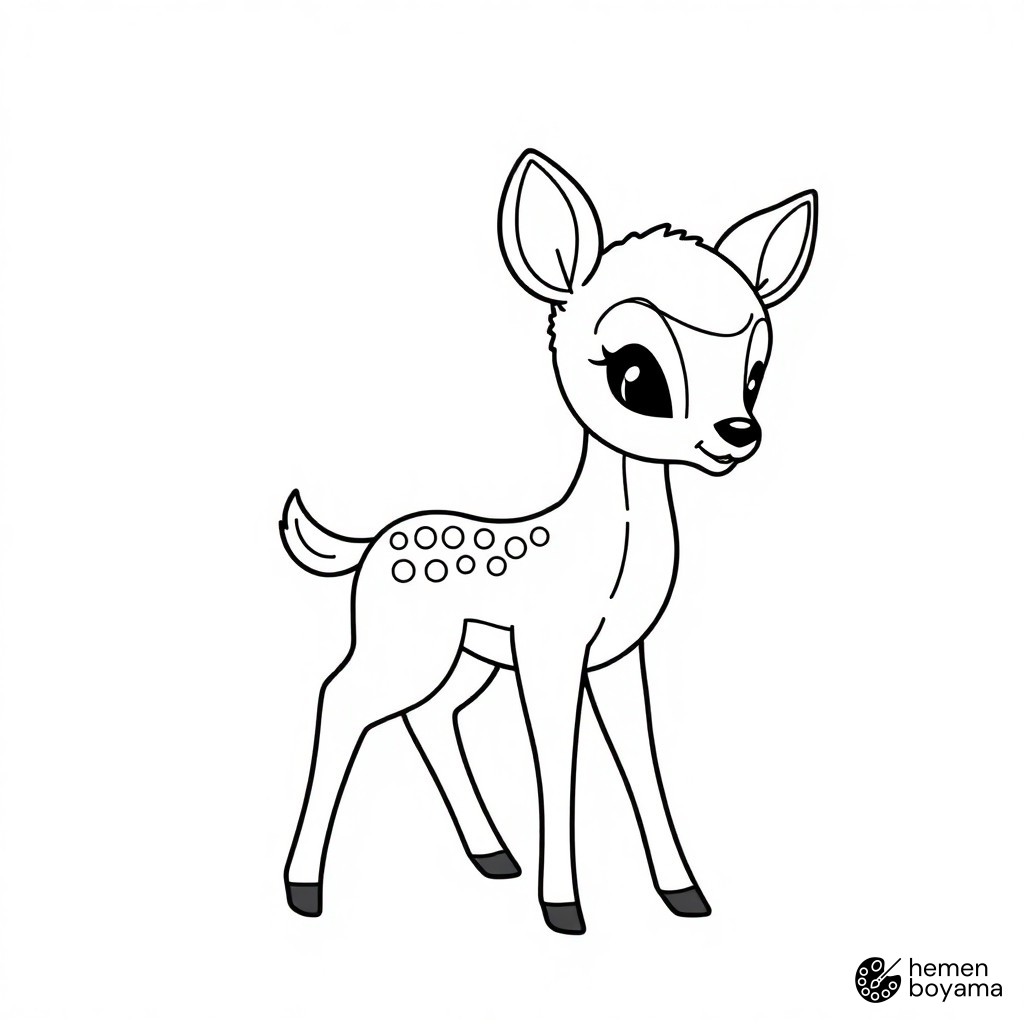 Yavru Geyik Bambi Boyama Sayfası