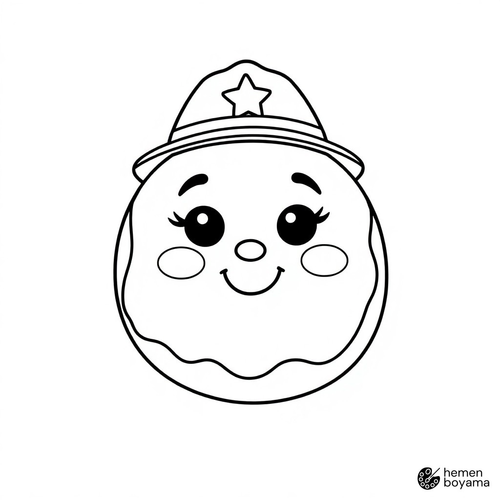 Şerif Donut Boyama Sayfası