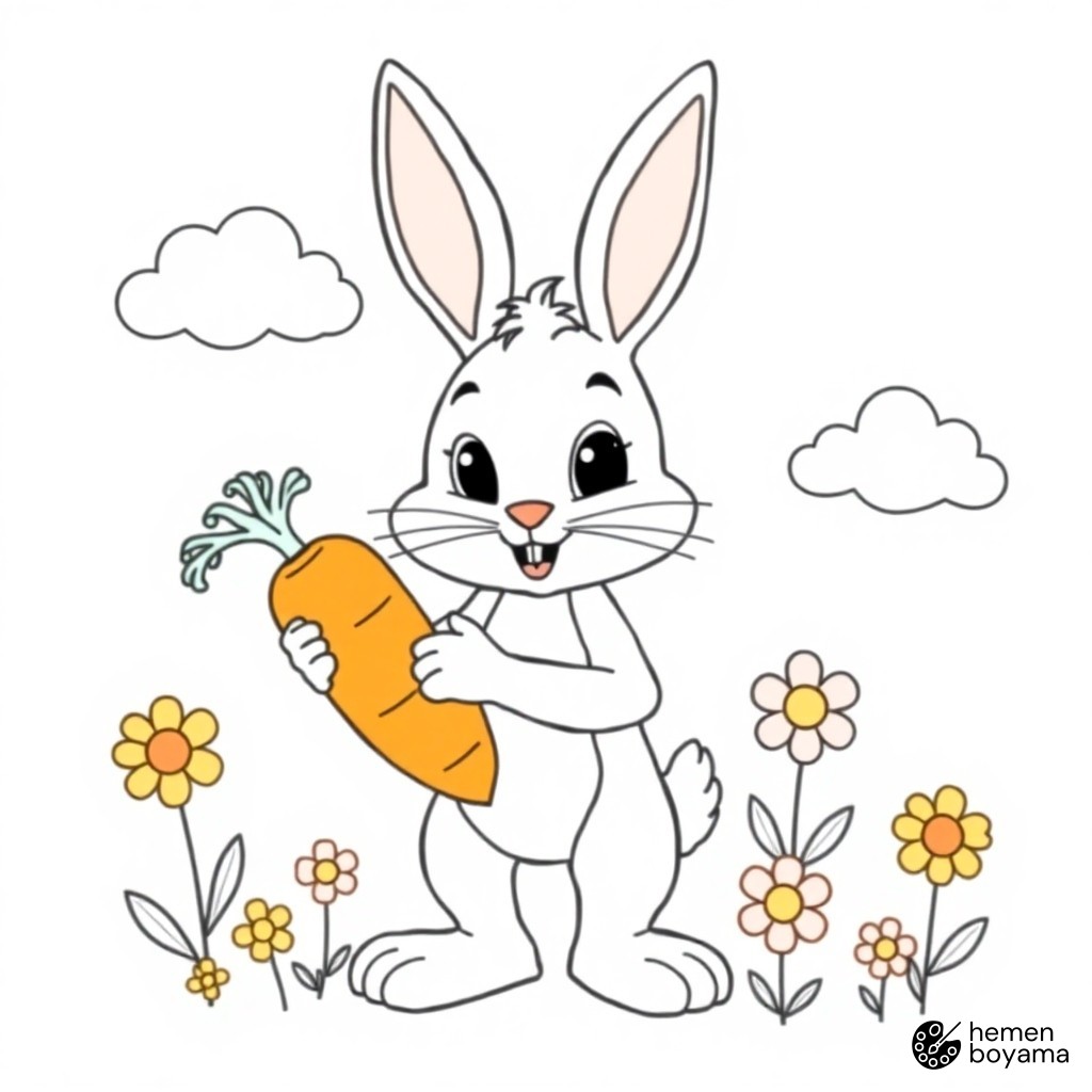 Bugs Bunny Havucu Boyama Sayfası