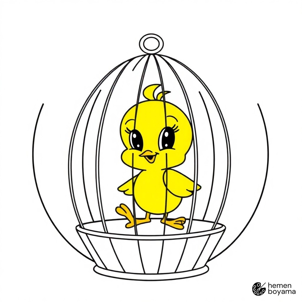 Tweety Kafesi Boyama Sayfası
