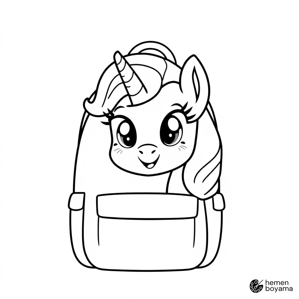 Pony Okul Çantası Boyama Sayfası