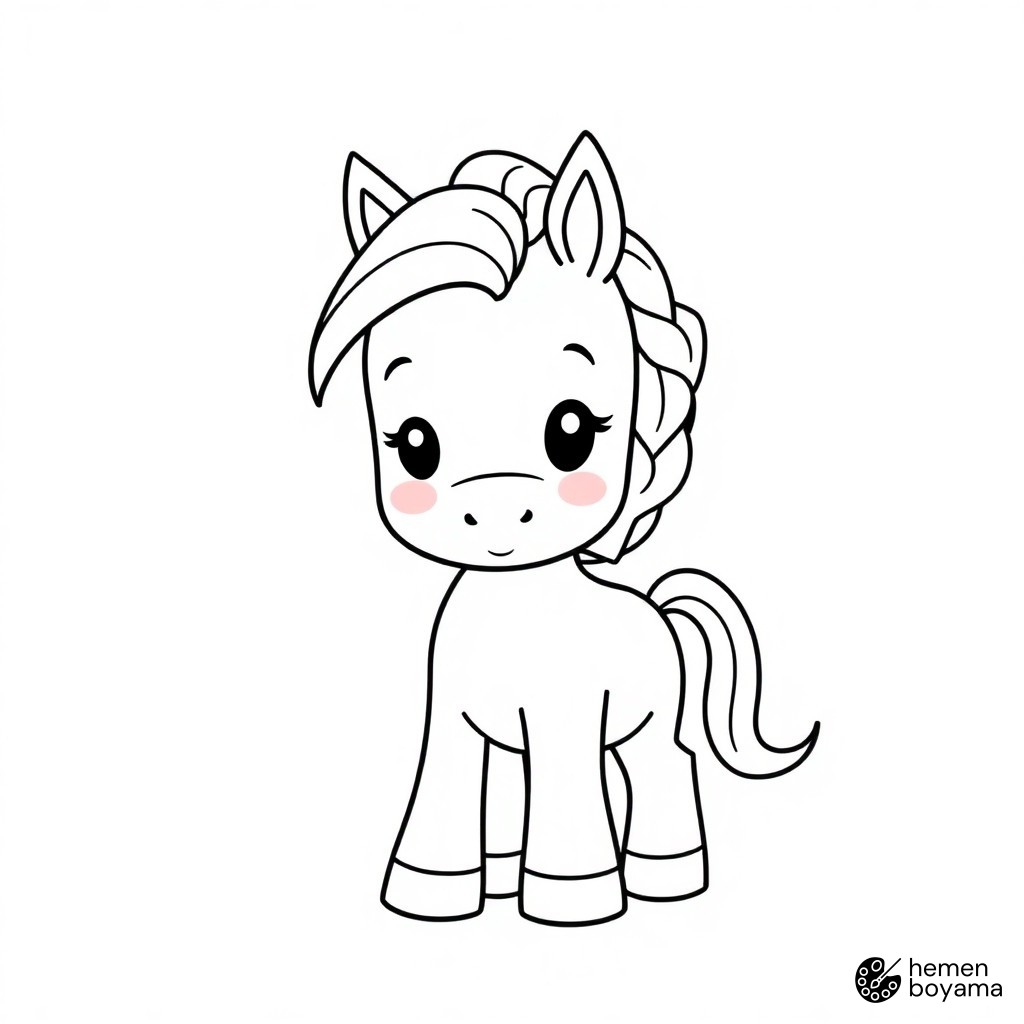 Pony Saç Örgüsü Boyama Sayfası
