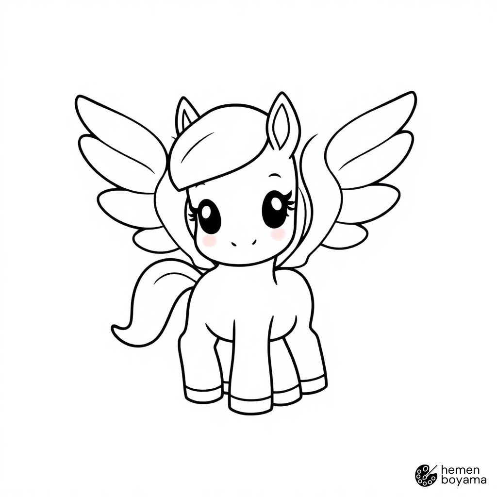 Sihirli Kanatlı Pony Boyama Sayfası