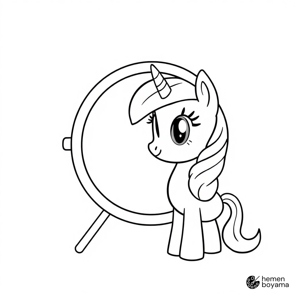 Sihirli Pony Aynası Boyama Sayfası