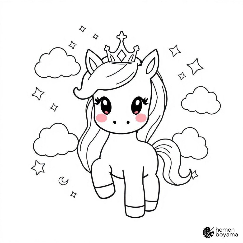 Sihirli Pony Tacı Boyama Sayfası