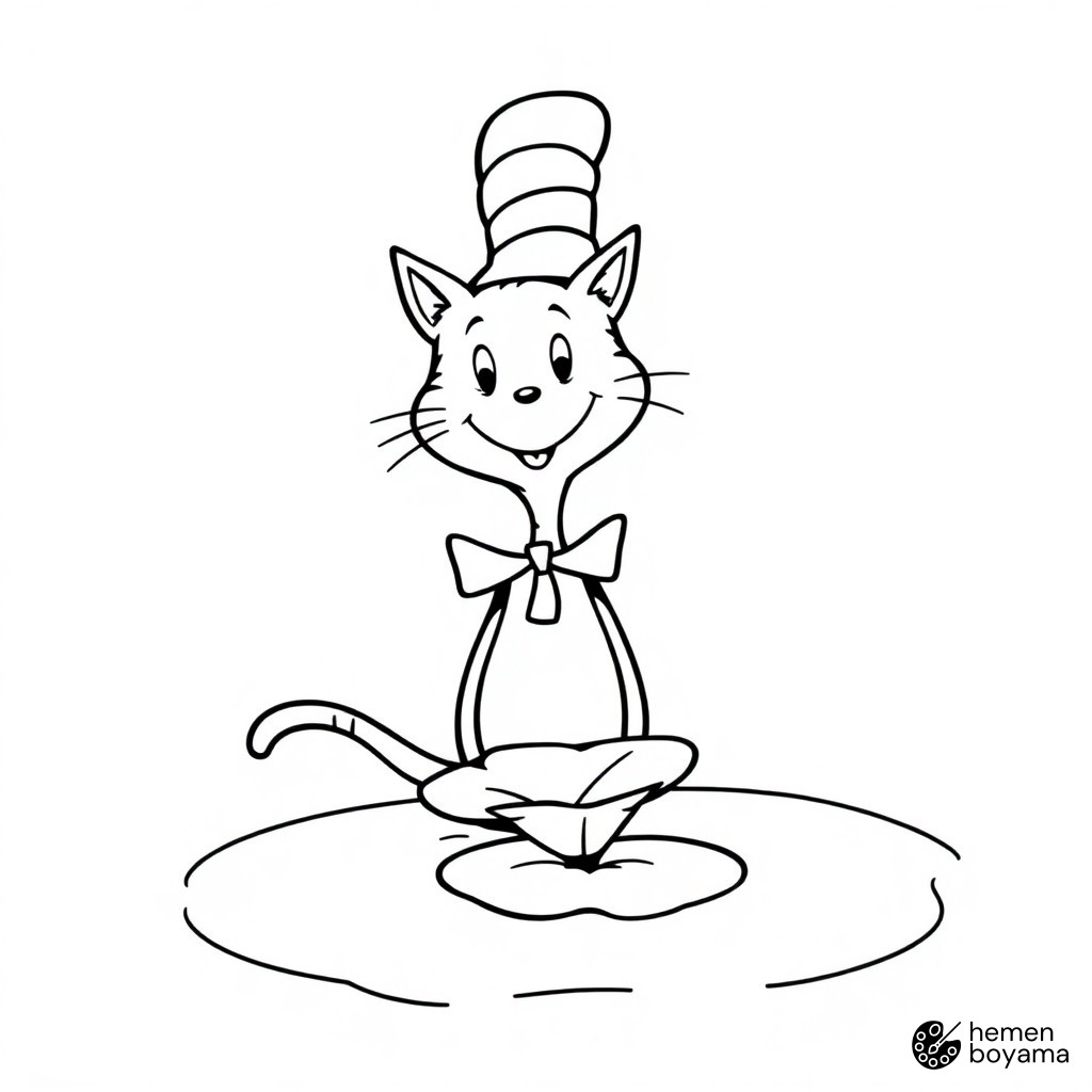 Kedi Şapkası Boyama Sayfası