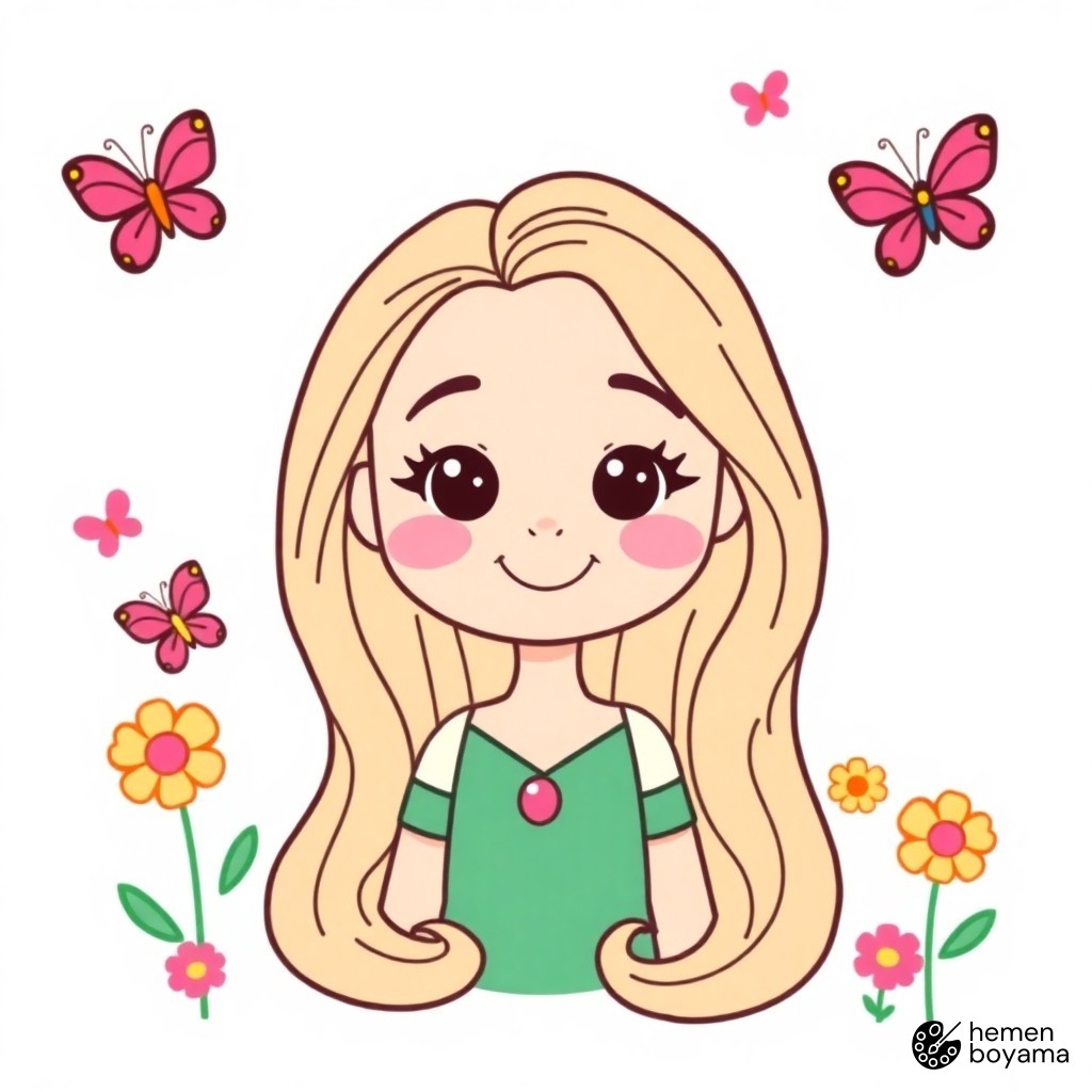 Rapunzel Boyama Sayfası