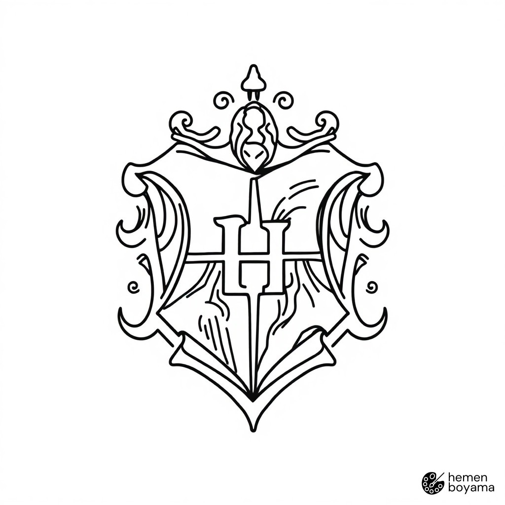 Hogwarts Okul Arması Boyama Sayfası
