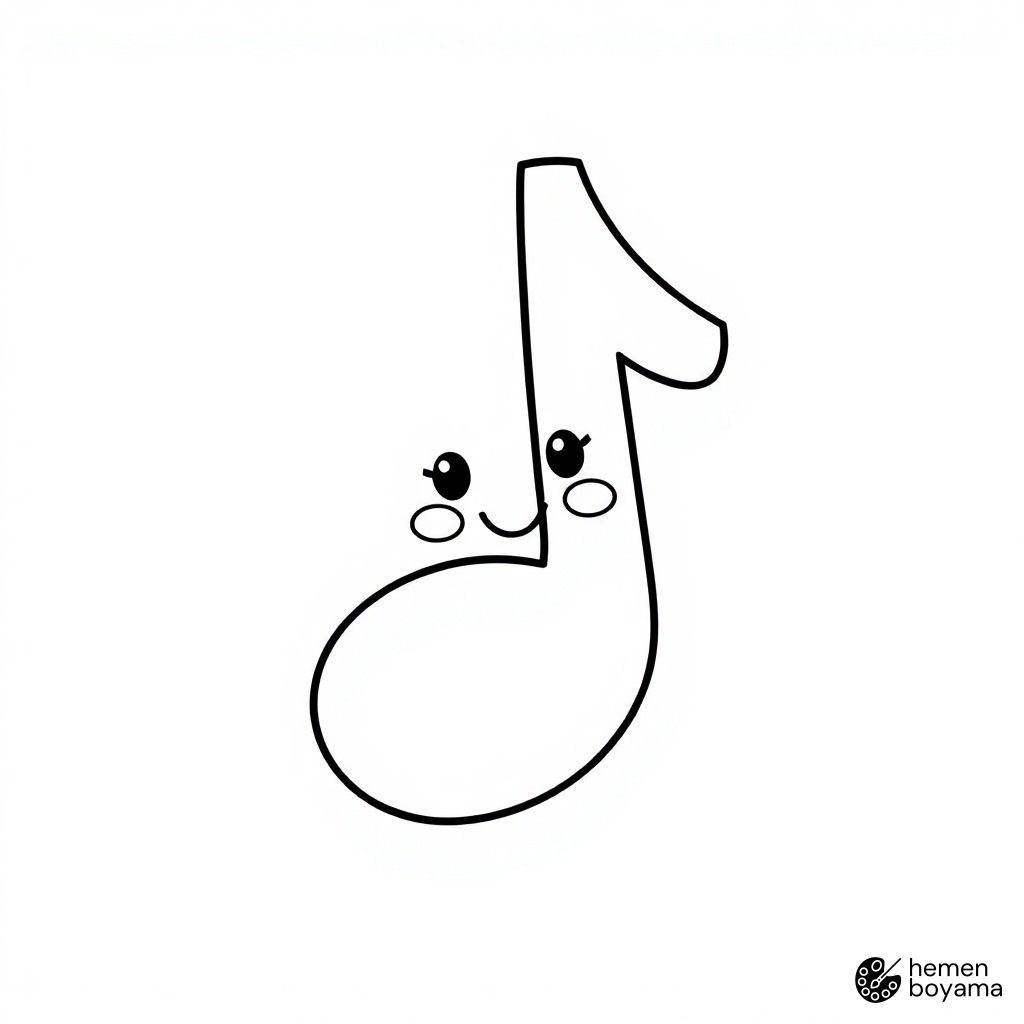 K-Pop Müzik Notası Boyama Sayfası