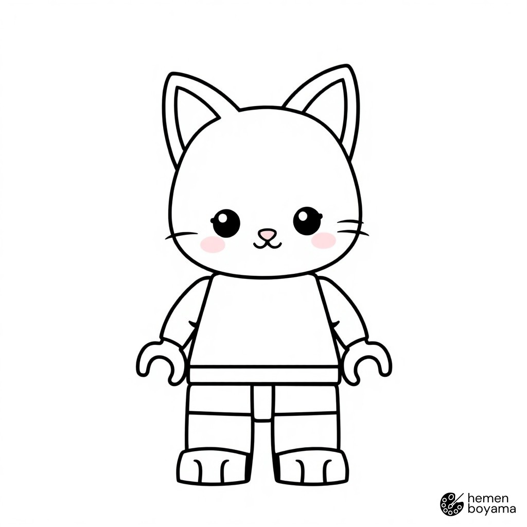 LEGO Kedi Figürü Boyama Sayfası