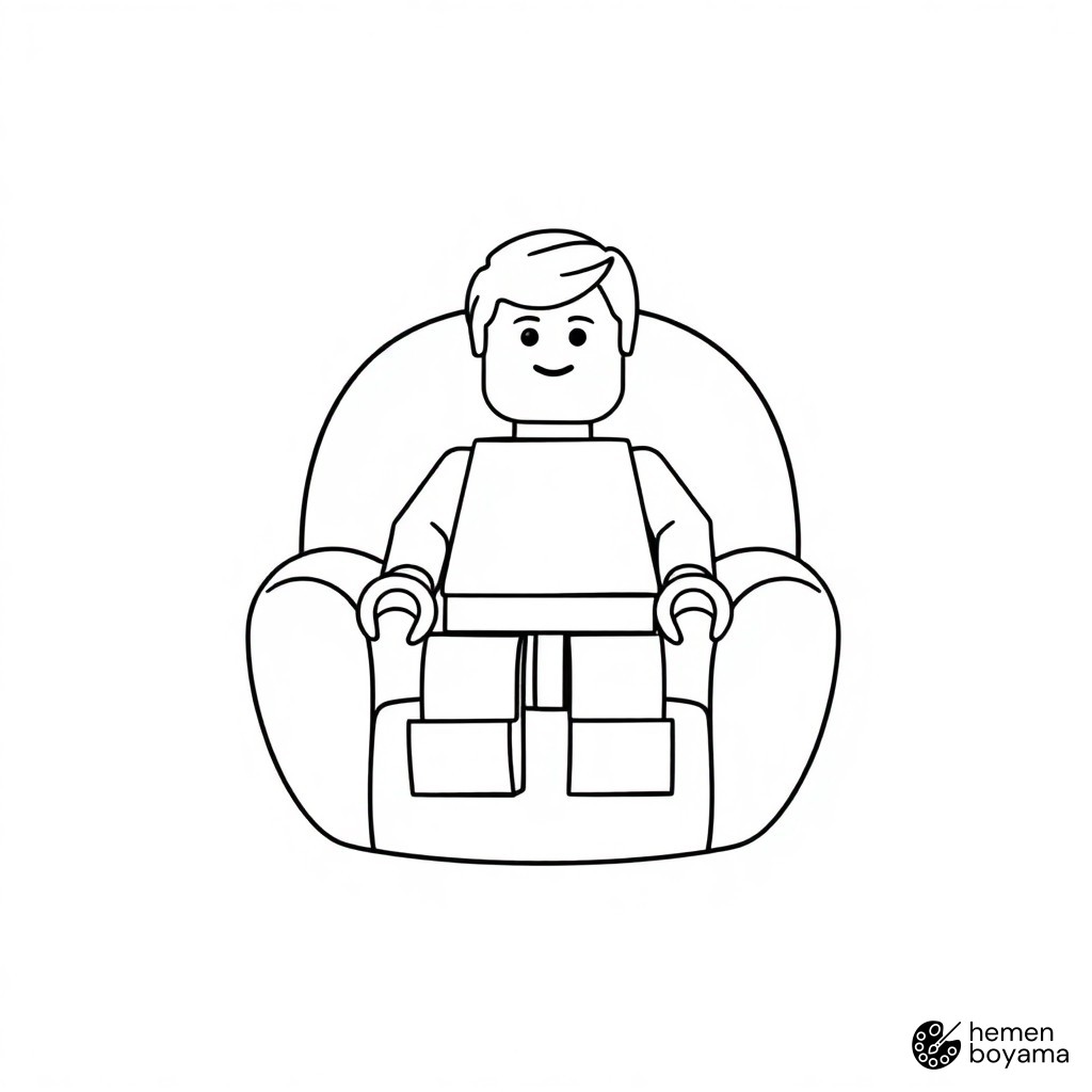 Minifigür Oturma Pozisyonu Boyama Sayfası