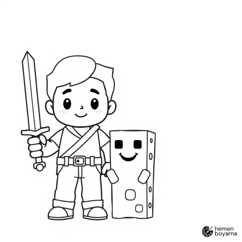 Steve ve Canavarlar Boyama Sayfası