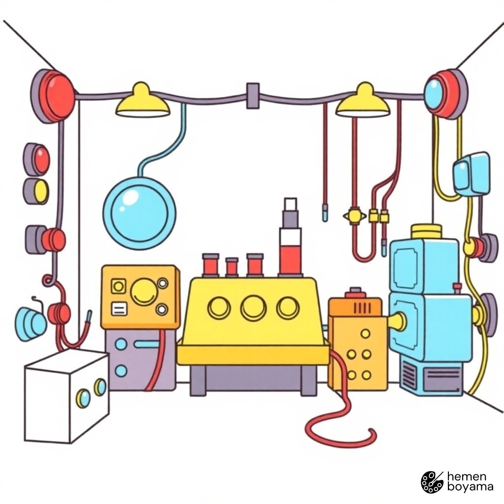 Fabrika Elektrik Odası Boyama Sayfası