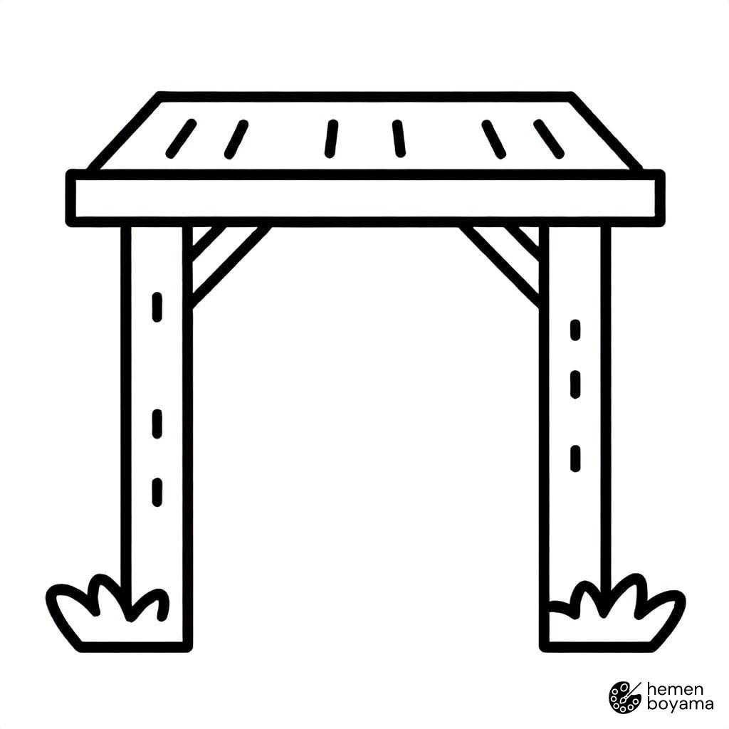 Çiçekli Pergola Boyama Sayfası