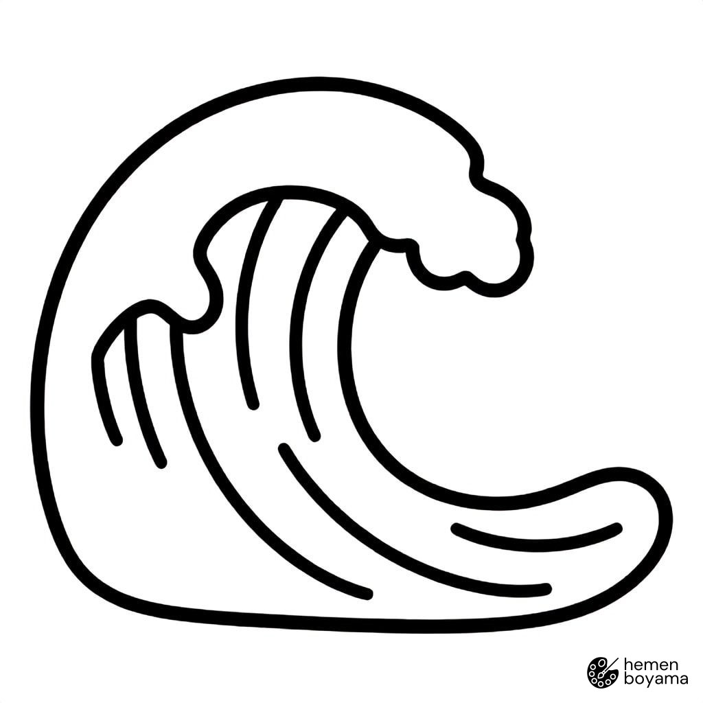 Tsunami Dalgası Boyama Sayfası