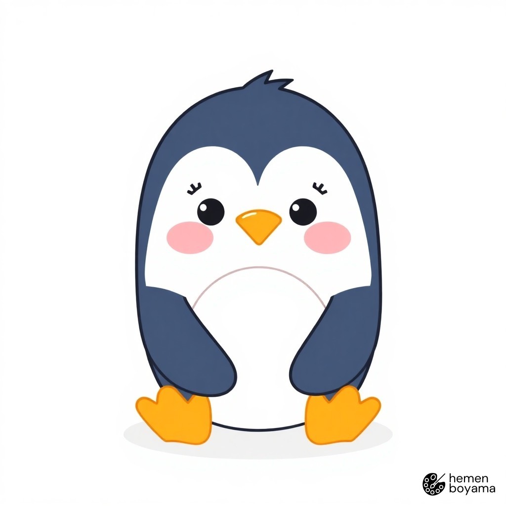 Sevimli Kış Pengueni Boyama Sayfası