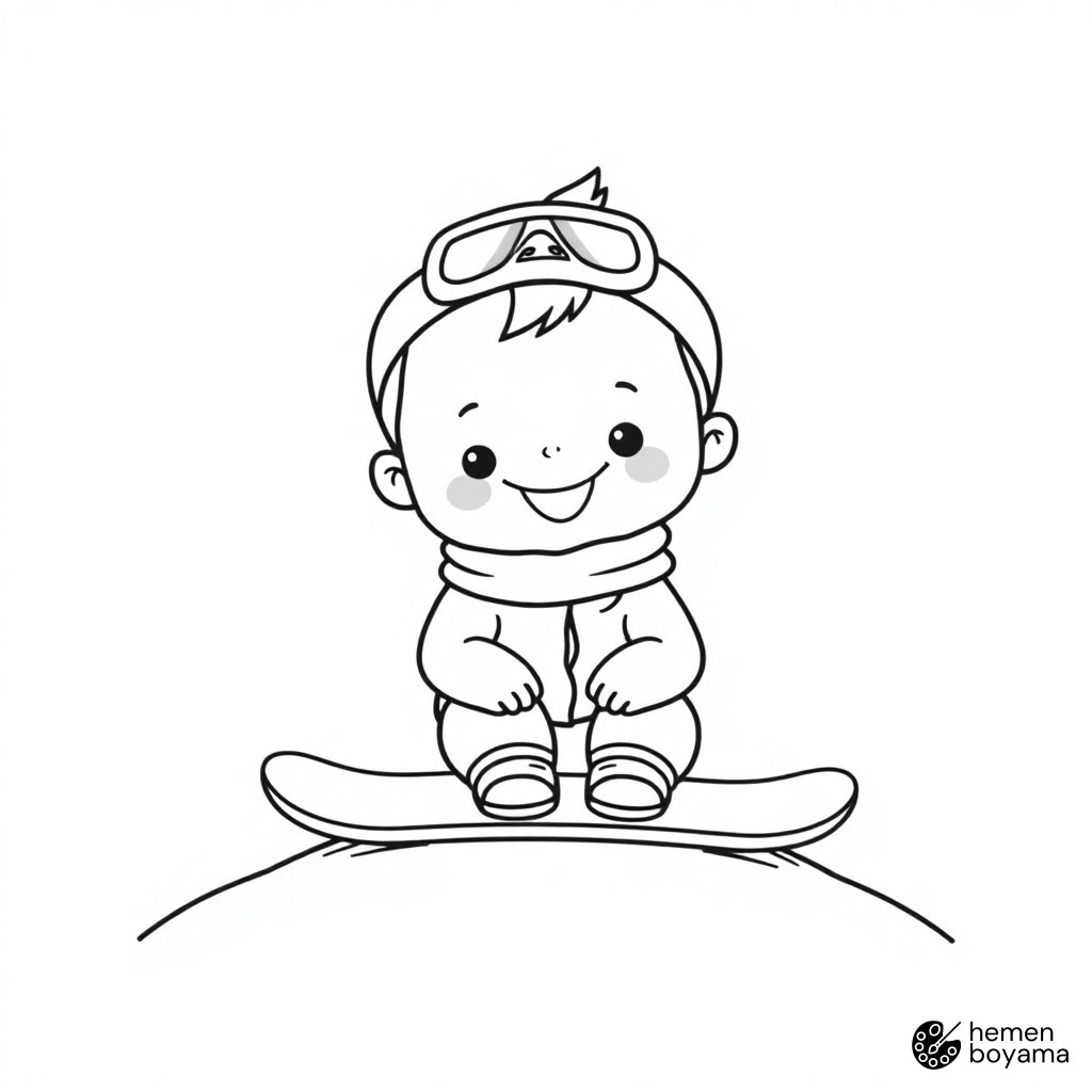 Snowboard Yapan Çocuk Boyama Sayfası