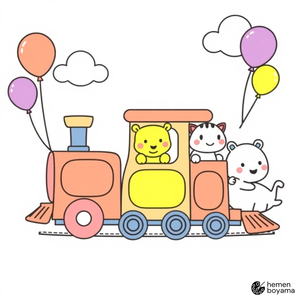 Eğlenceli Lunapark Treni Boyama Sayfası