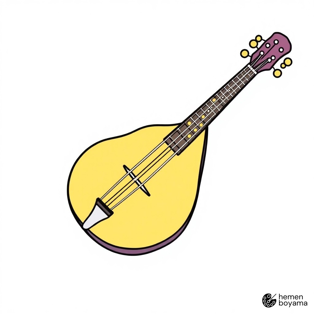 Klasik Mandolin Çizimi Boyama Sayfası