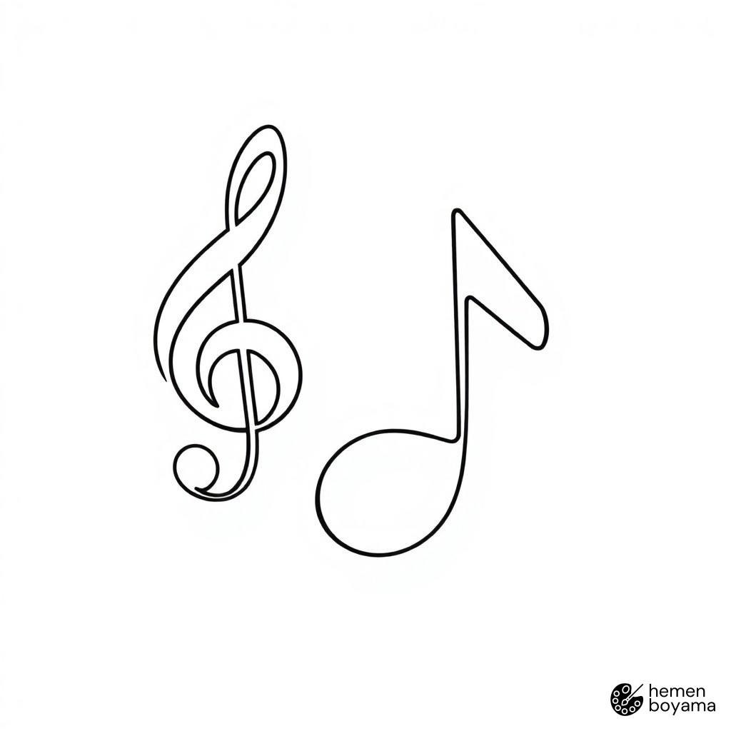Müzik Defteri Sayfası Boyama Sayfası