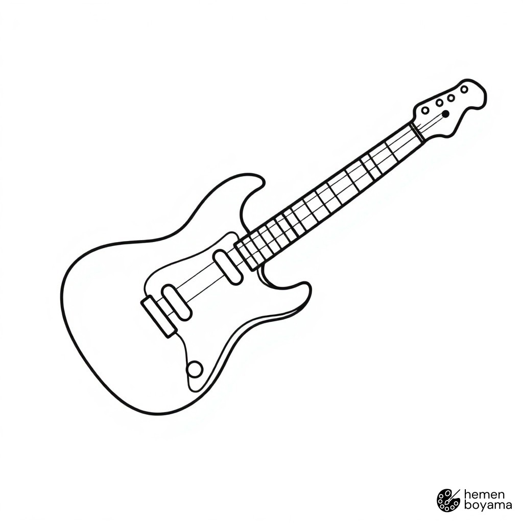 Siyah Elektro Gitar Boyama Sayfası