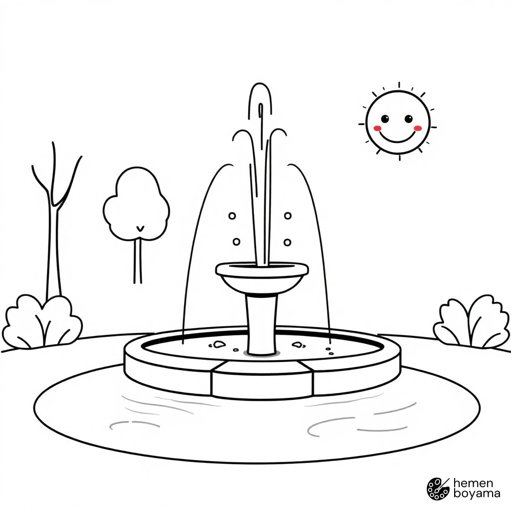 Park İçi Çeşme Boyama Sayfası