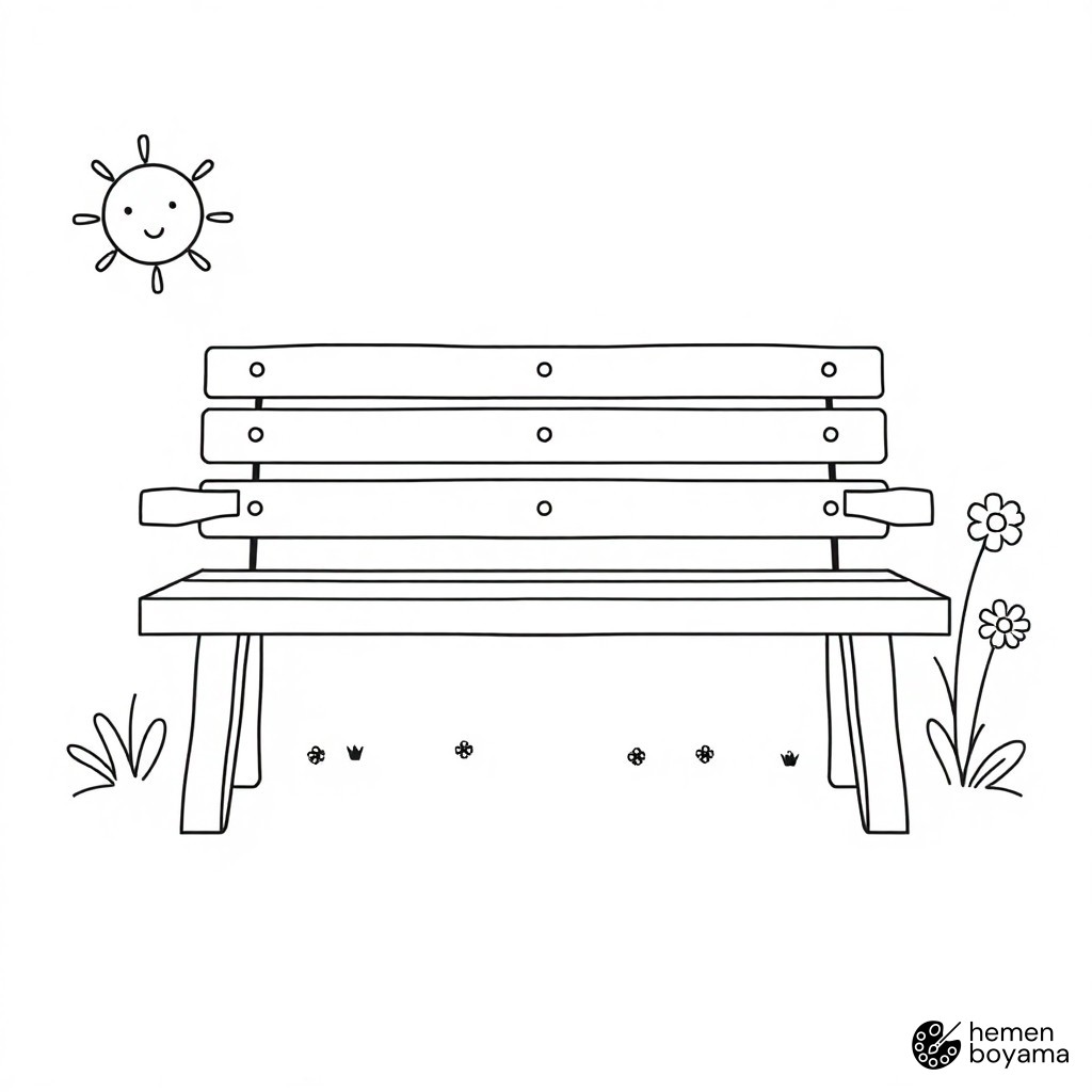 Parktaki Çocuk Bankı Boyama Sayfası