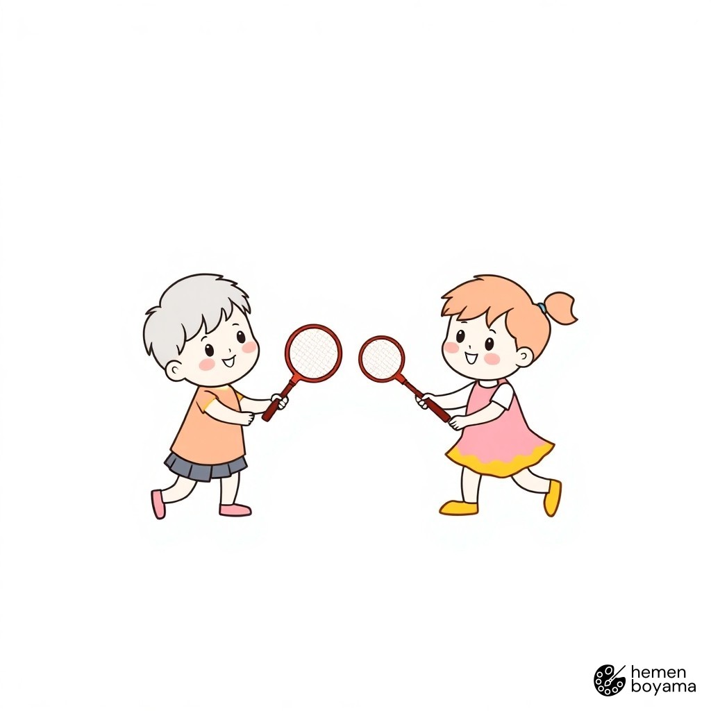 Eğlenceli Badminton Oyunu Boyama Sayfası