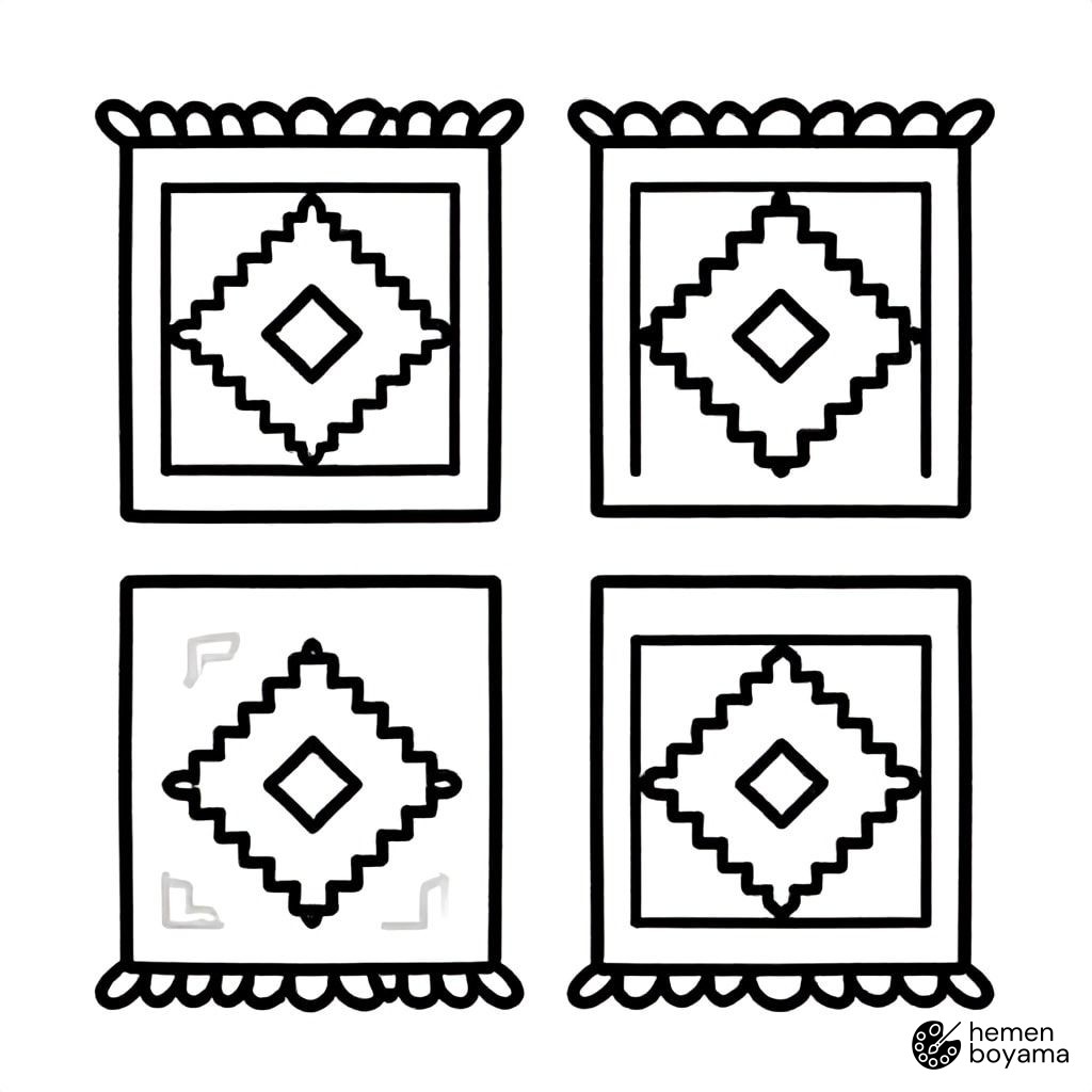 Kilim ve Halı Desenleri Boyama Sayfası