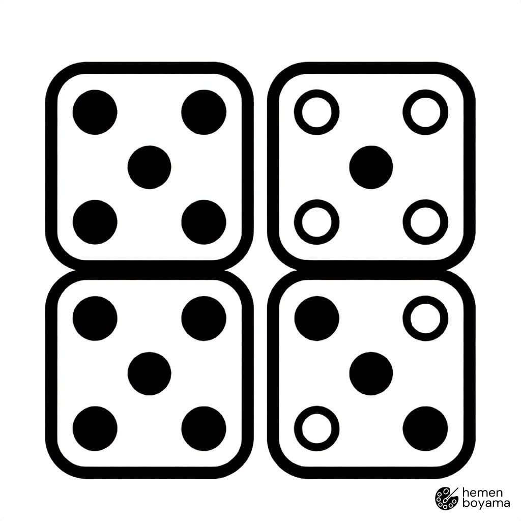Domino Taşları Boyama Sayfası