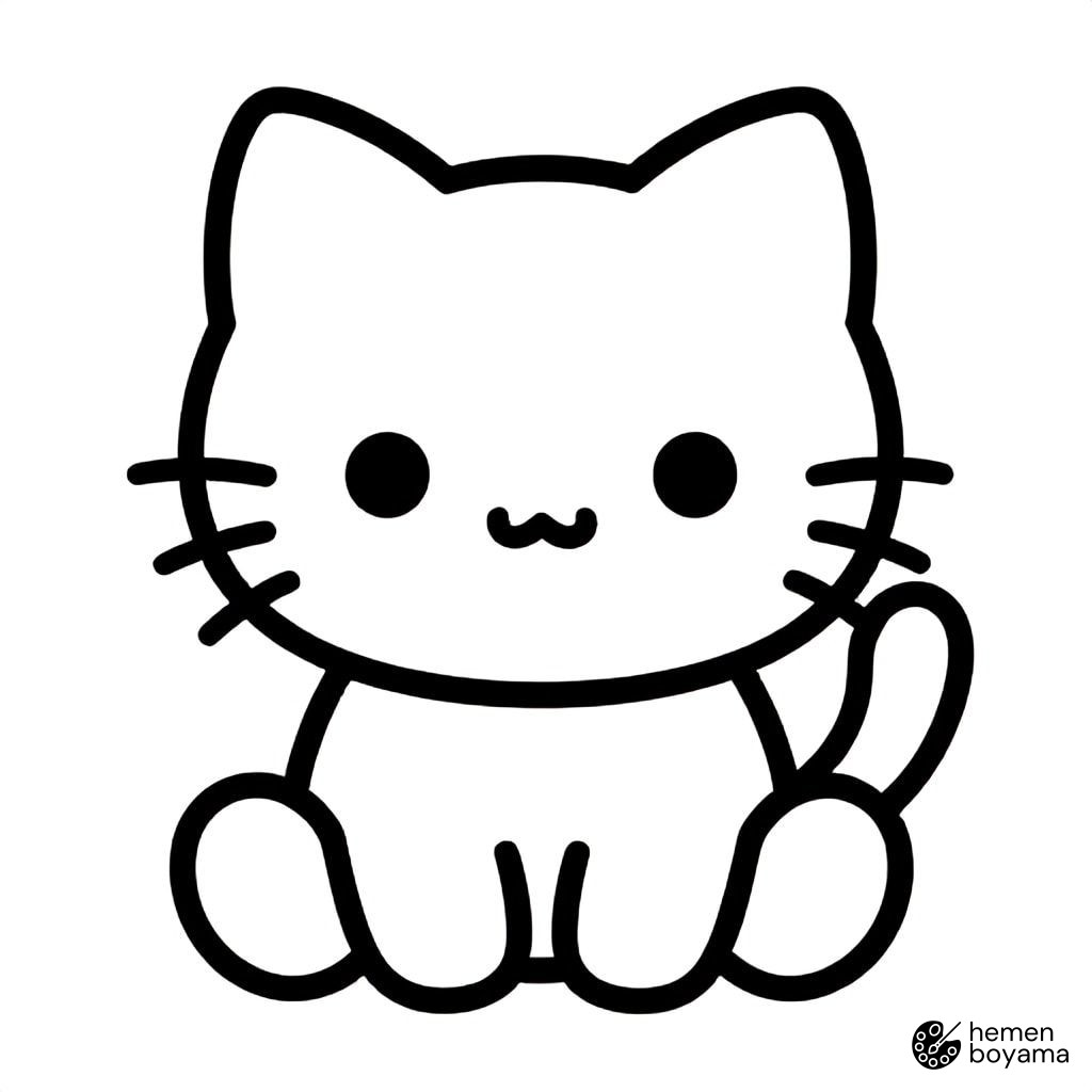 Peluş Kedi Boyama Sayfası