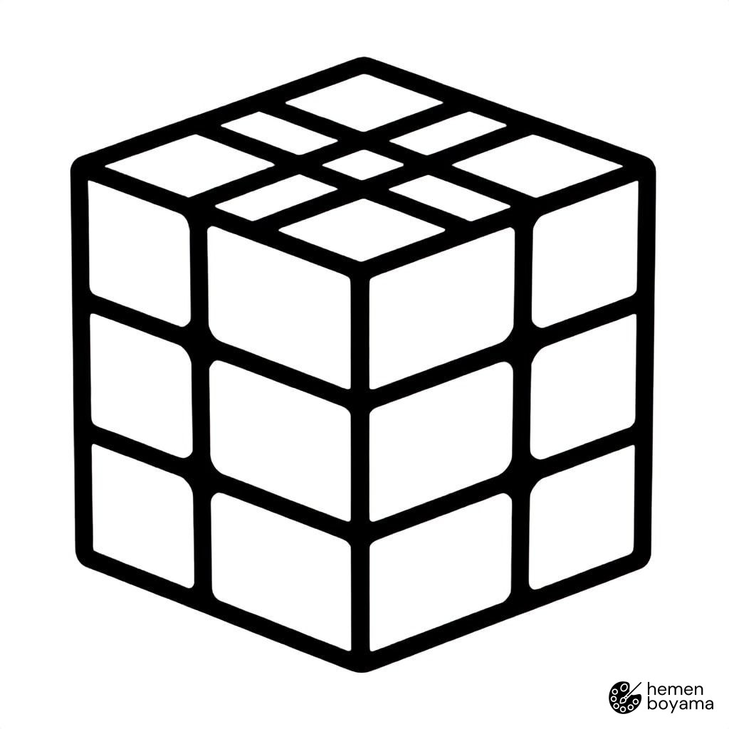Rubik Küpü Boyama Sayfası