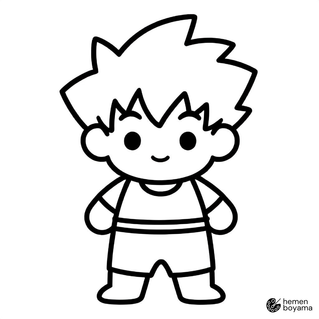 Cesur Anime Çocuğu Boyama Sayfası
