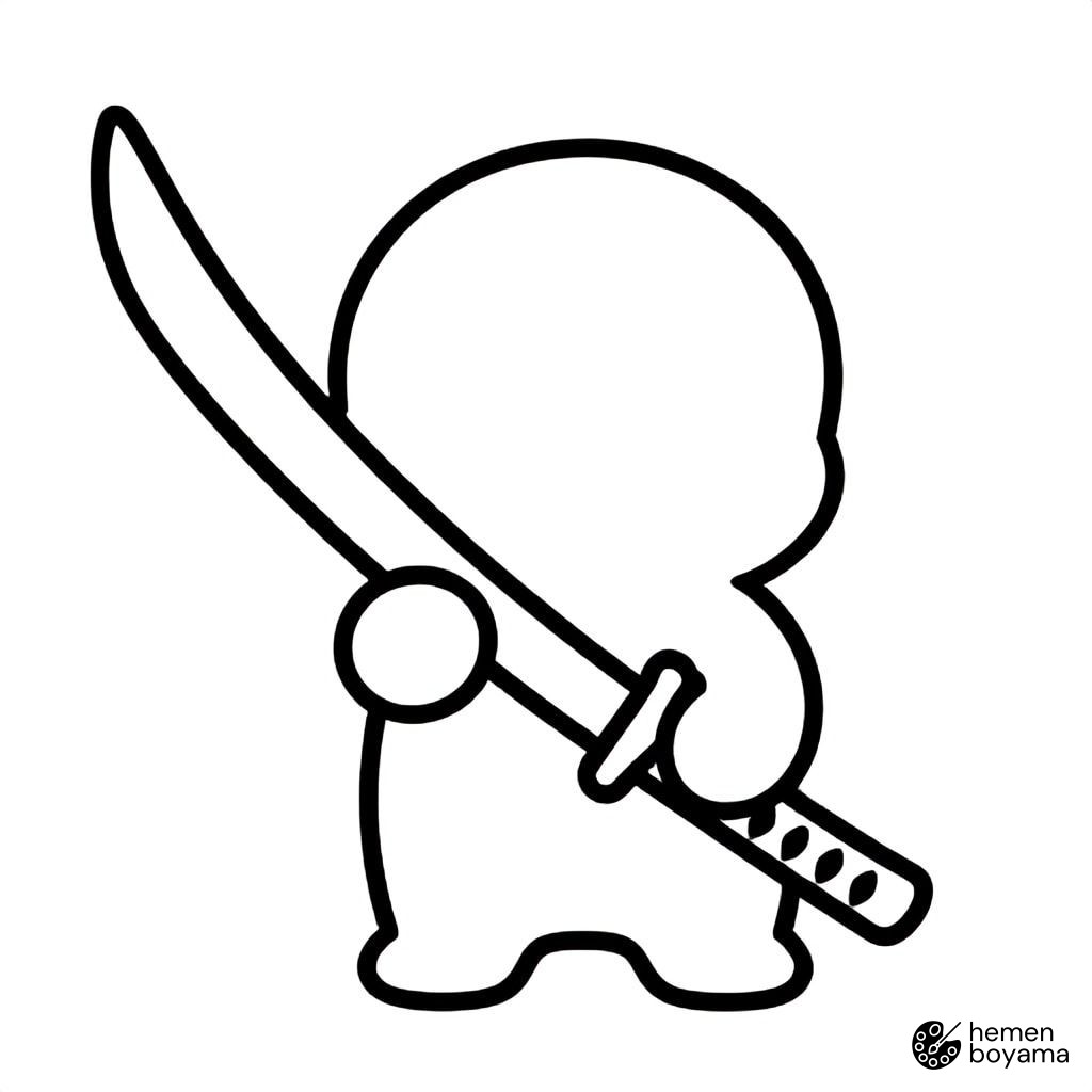 Keskin Katana Kılıcı Boyama Sayfası