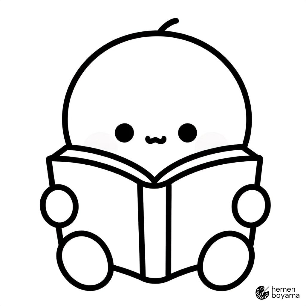 Kitap Okuyan Anime Karakteri Boyama Sayfası