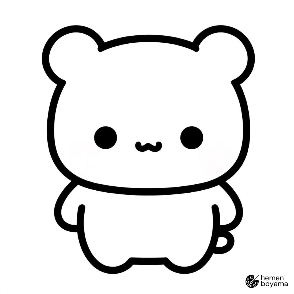 Sevimli Chibi Ayı Boyama Sayfası
