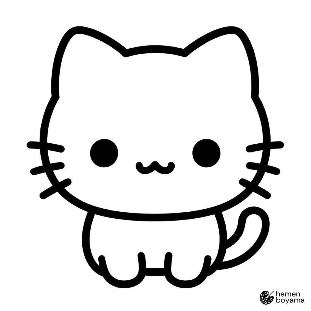 Sevimli Chibi Kedi Boyama Sayfası