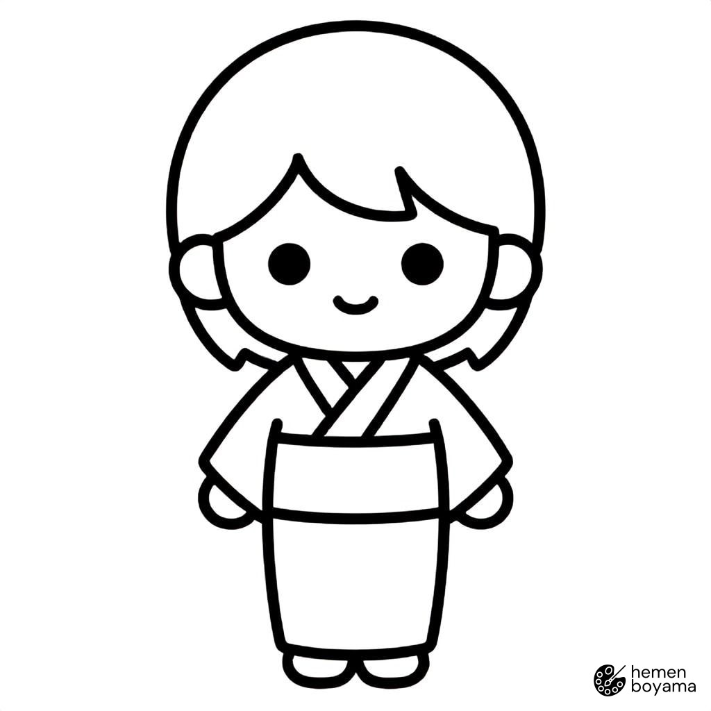 Yukata Giyen Anime Kızı Boyama Sayfası