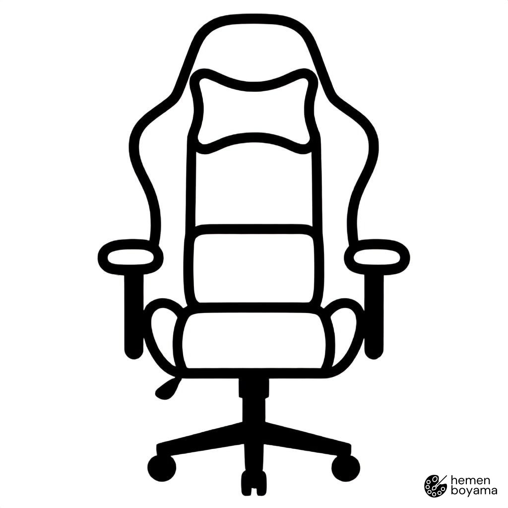 Ergonomik Oyuncu Koltuğu Boyama Sayfası
