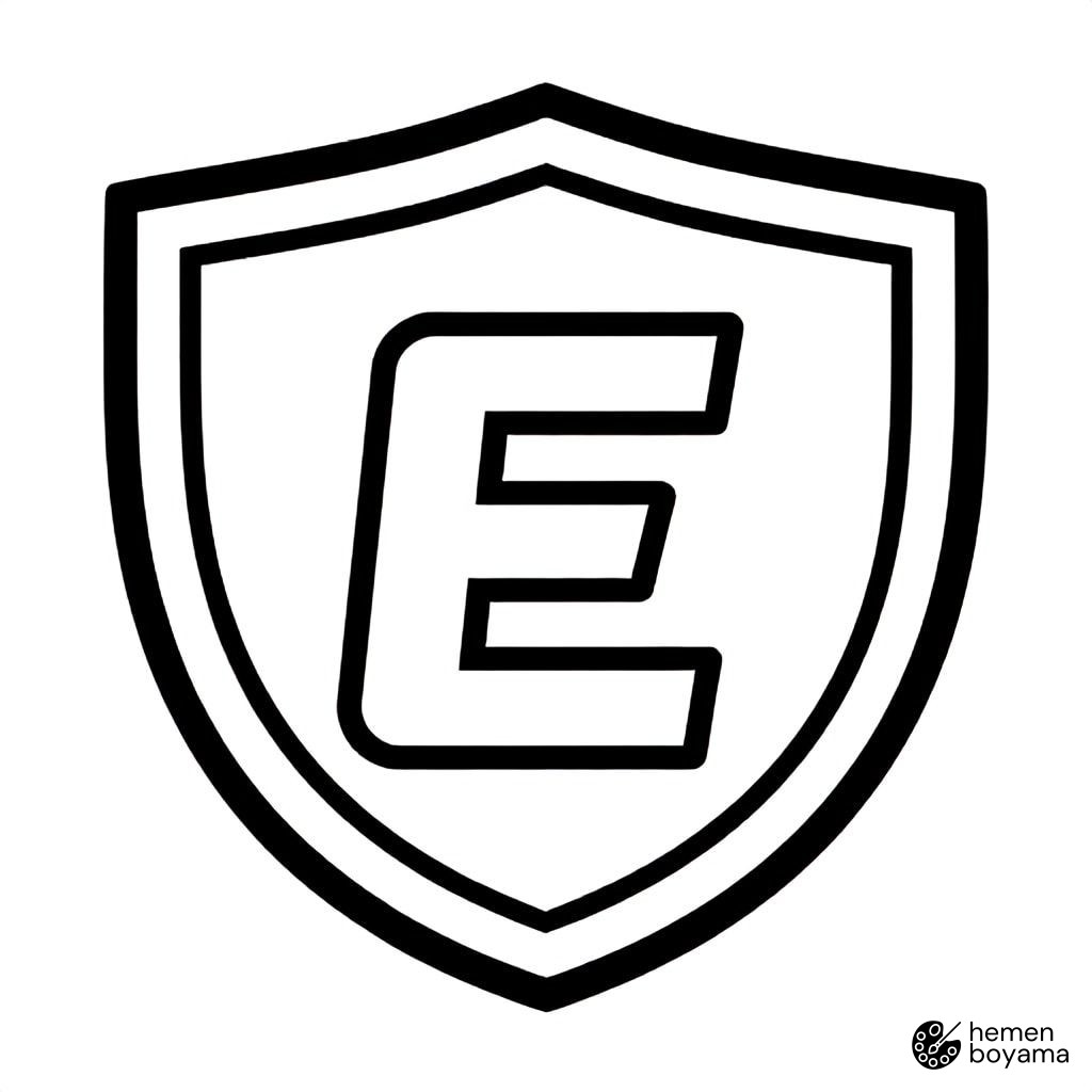 Kalkan Şeklinde E-Spor Logosu Boyama Sayfası