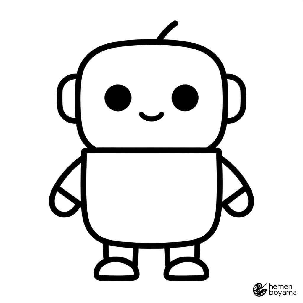 Çift Antenli Haberci Robot Boyama Sayfası