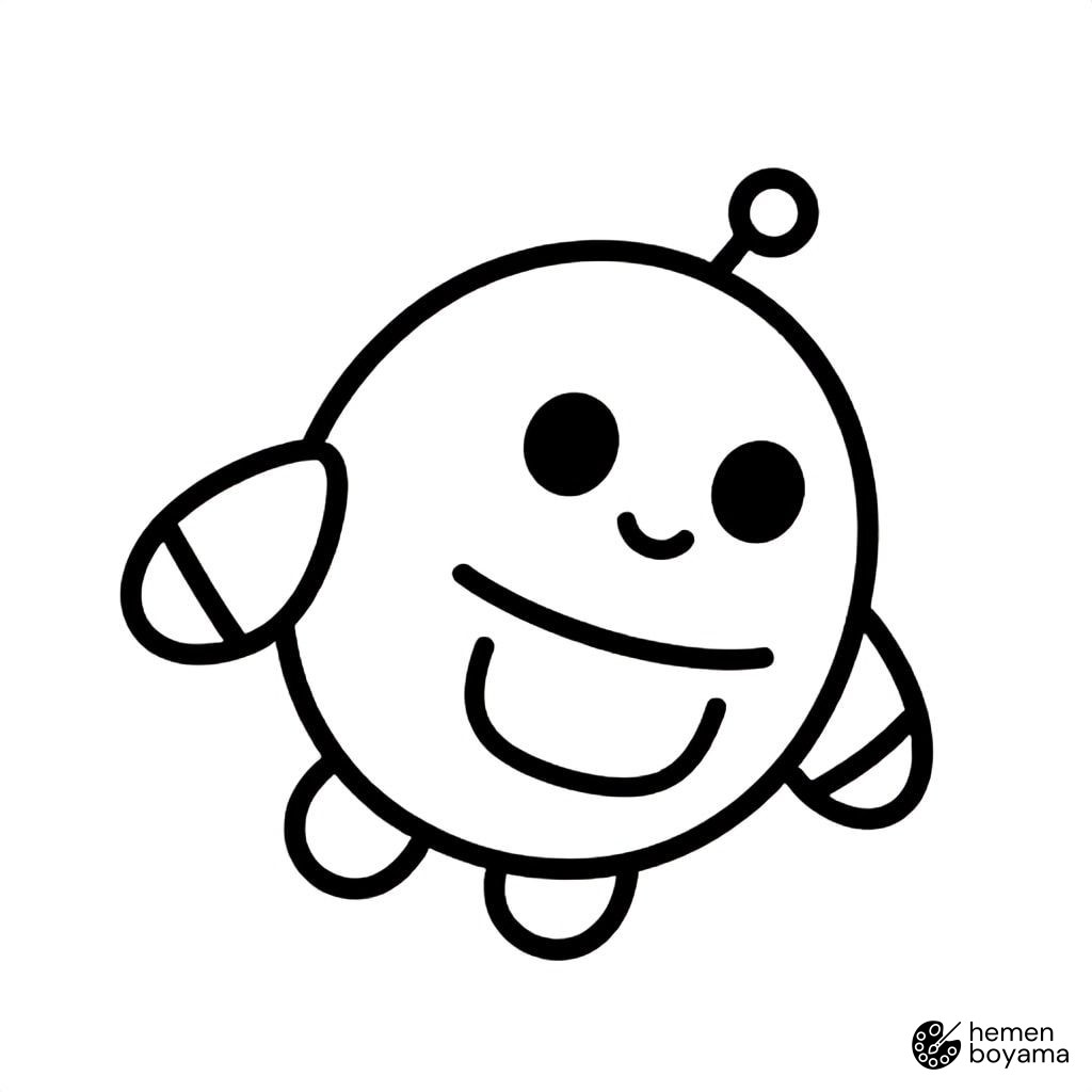 Gökyüzünde Uçan Robot Boyama Sayfası