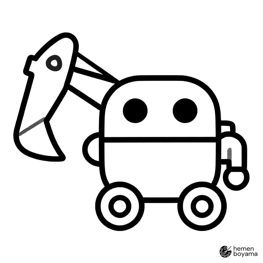 Kazı Yapan Madenci Robot Boyama Sayfası