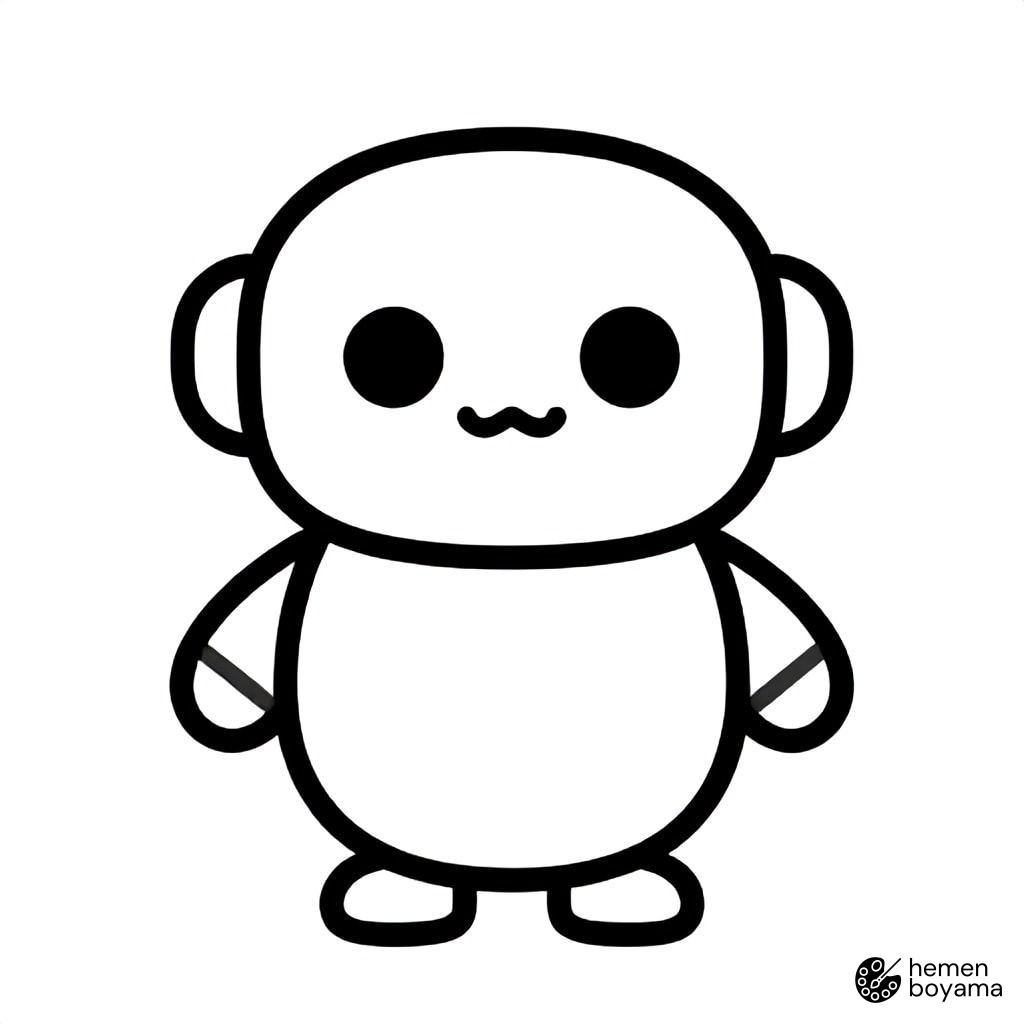 Küçük Sevimli Robot Boyama Sayfası
