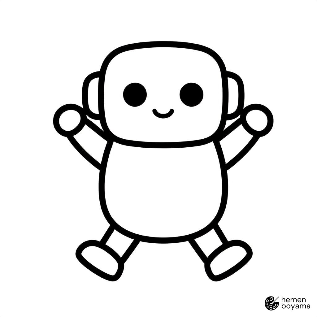 Neşeli Dans Eden Robot Boyama Sayfası