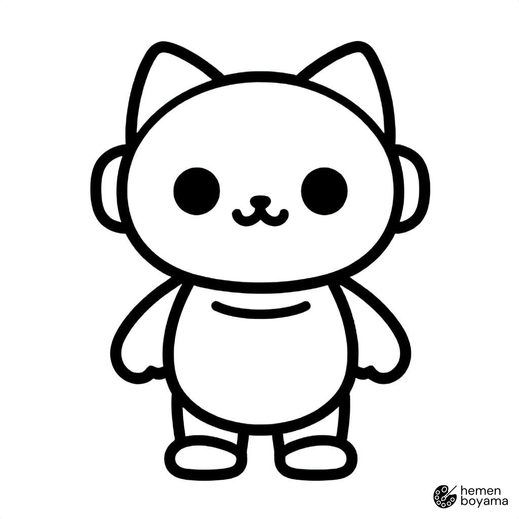 Oyuncu Robot Kedi Boyama Sayfası