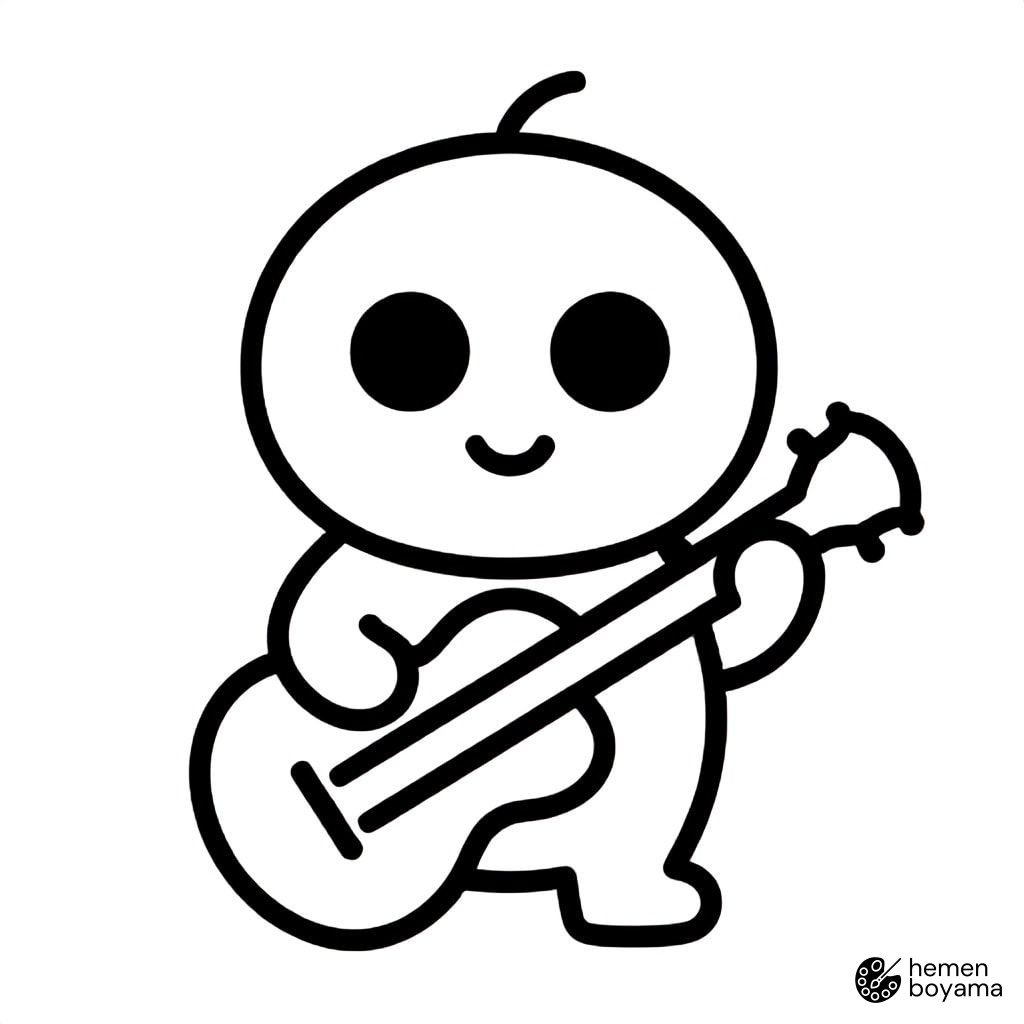 Garip Uzaylı Müzik Aleti Boyama Sayfası