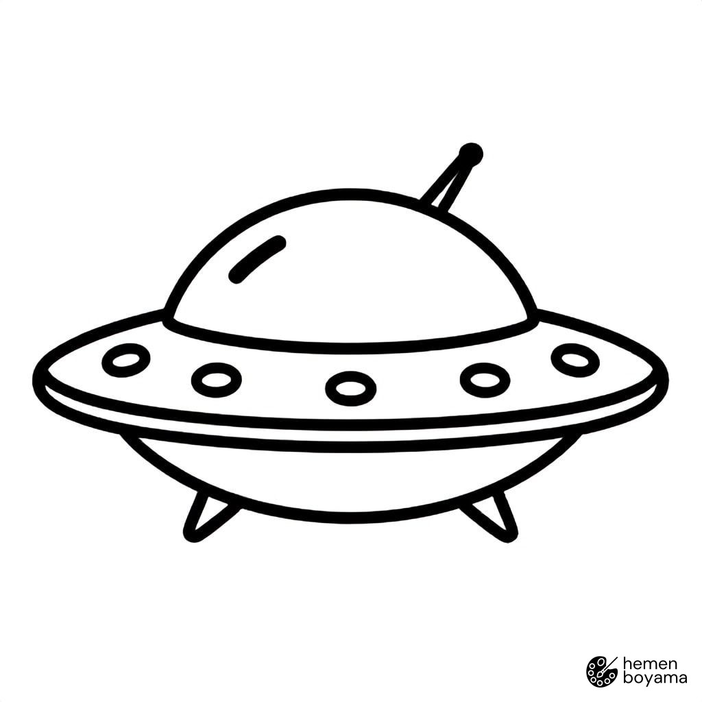Klasik Uçan Daire UFO Boyama Sayfası