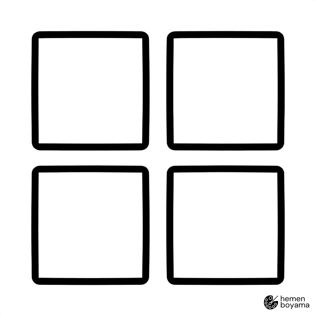 Geometrik Kareler Boyama Sayfası